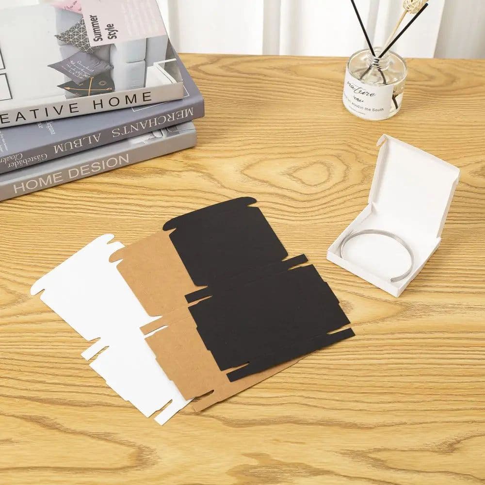 image-30PCS White Black Kraft Paper Jewelry Gift Box Package Holder Storage For Earring Necklace Accessories Wedding Wholesale Bulk