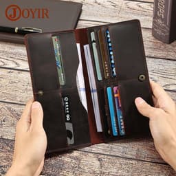 image-JOYIR Genuine Leather Wallet Men Leather Long Wallet Clutch Bag Vintage Male Purse for Checkbook Credit Cards Minimalist Purses