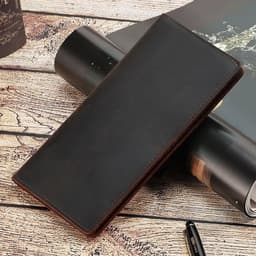 image-JOYIR Genuine Leather Wallet Men Leather Long Wallet Clutch Bag Vintage Male Purse for Checkbook Credit Cards Minimalist Purses