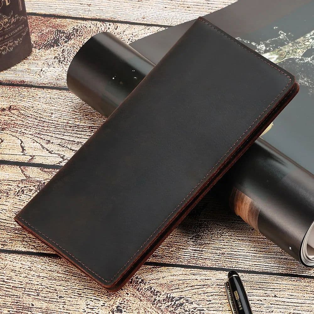 image-JOYIR Genuine Leather Wallet Men Leather Long Wallet Clutch Bag Vintage Male Purse for Checkbook Credit Cards Minimalist Purses