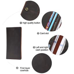 image-JOYIR Genuine Leather Wallet Men Leather Long Wallet Clutch Bag Vintage Male Purse for Checkbook Credit Cards Minimalist Purses
