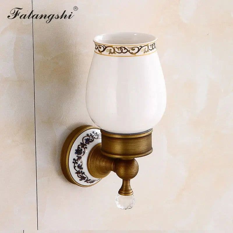 image-Antique Brushed Bathroom Accessories Towel Bar Toothbrush Holder Paper Holder Soap Dish Ceramic Bathroom Hardware Set WB8804