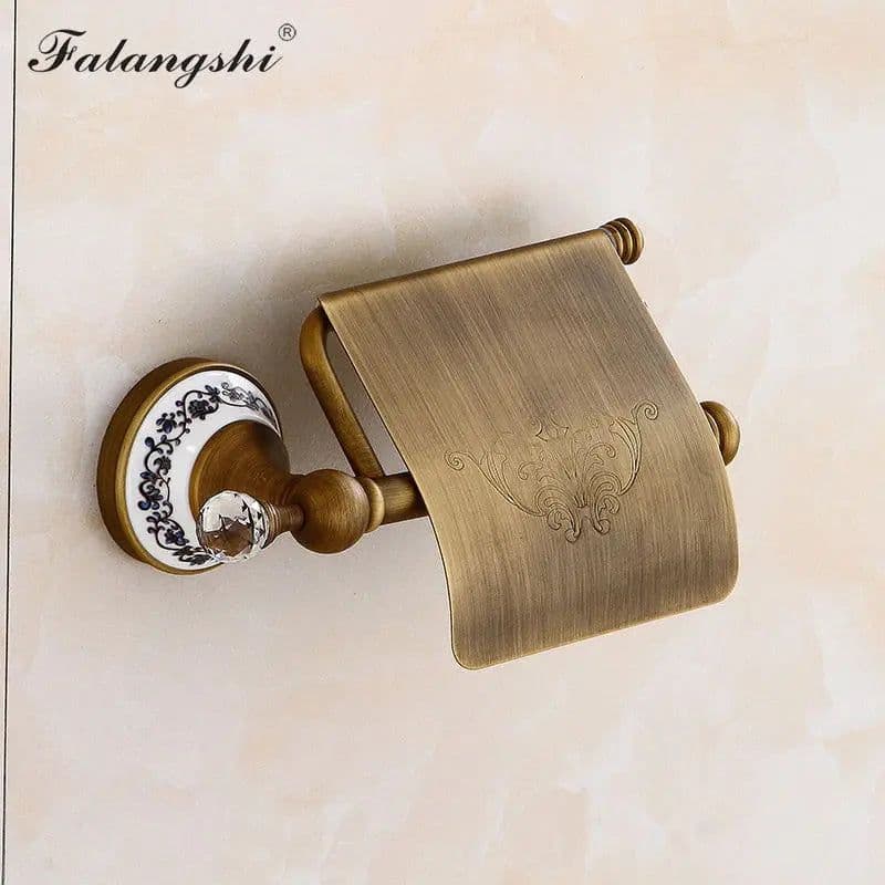 image-Antique Brushed Bathroom Accessories Towel Bar Toothbrush Holder Paper Holder Soap Dish Ceramic Bathroom Hardware Set WB8804