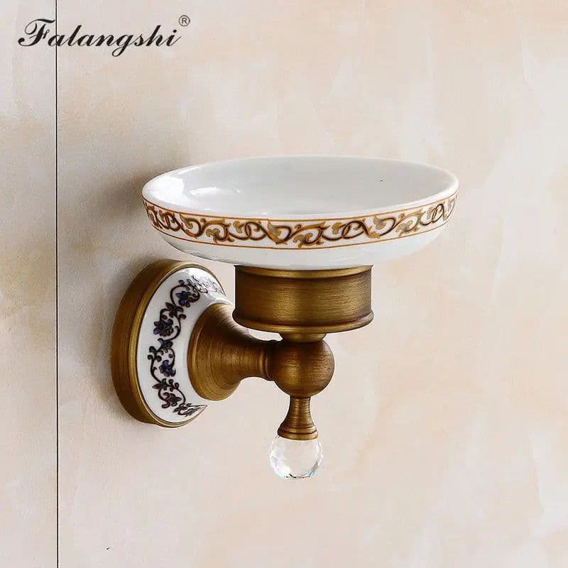 image-Antique Brushed Bathroom Accessories Towel Bar Toothbrush Holder Paper Holder Soap Dish Ceramic Bathroom Hardware Set WB8804