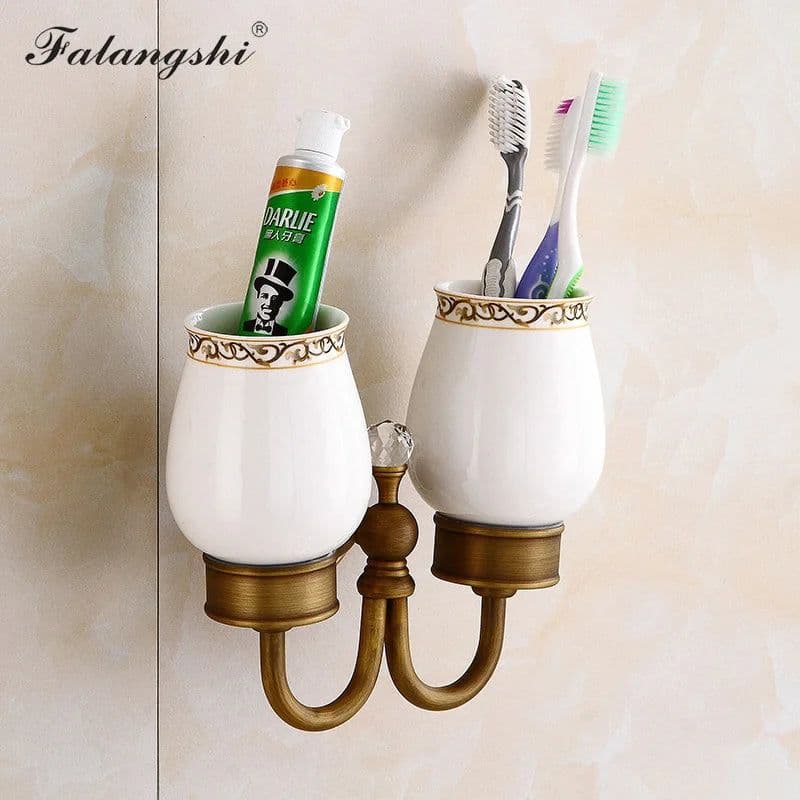 image-Antique Brushed Bathroom Accessories Towel Bar Toothbrush Holder Paper Holder Soap Dish Ceramic Bathroom Hardware Set WB8804