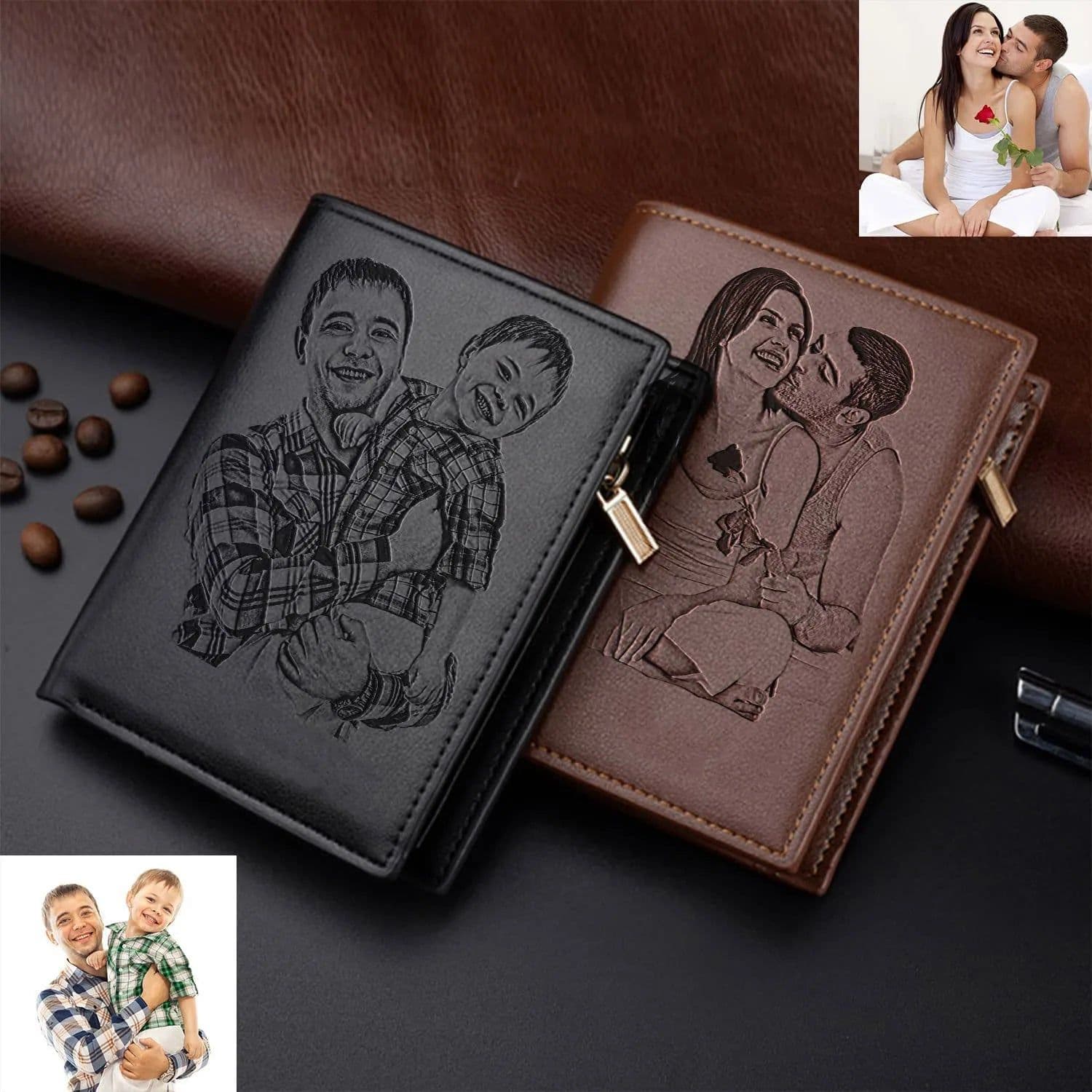 image-Custom Engraved Wallet,Personalized Photo Wallets for Men,Husband,Dad,Son,Personalized Gifts for Bithday Anniversary Day