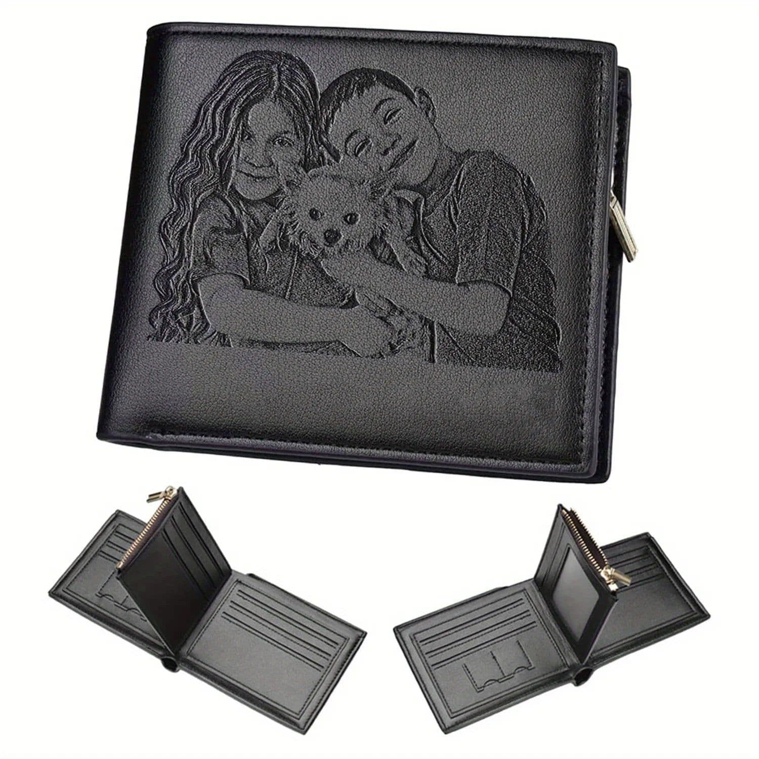 image-Custom Engraved Wallet,Personalized Photo Wallets for Men,Husband,Dad,Son,Personalized Gifts for Bithday Anniversary Day