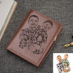 image-Custom Engraved Wallet,Personalized Photo Wallets for Men,Husband,Dad,Son,Personalized Gifts for Bithday Anniversary Day