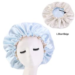 image-Adjustable Nightcap Double Layer Satin Bonnet Curly Elastic Hair Cap Haircare Women Headwear Night Hat Fashion Styling Accessory