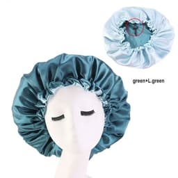 image-Adjustable Nightcap Double Layer Satin Bonnet Curly Elastic Hair Cap Haircare Women Headwear Night Hat Fashion Styling Accessory