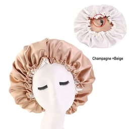 image-Adjustable Nightcap Double Layer Satin Bonnet Curly Elastic Hair Cap Haircare Women Headwear Night Hat Fashion Styling Accessory