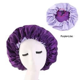 image-Adjustable Nightcap Double Layer Satin Bonnet Curly Elastic Hair Cap Haircare Women Headwear Night Hat Fashion Styling Accessory