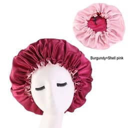 image-Adjustable Nightcap Double Layer Satin Bonnet Curly Elastic Hair Cap Haircare Women Headwear Night Hat Fashion Styling Accessory