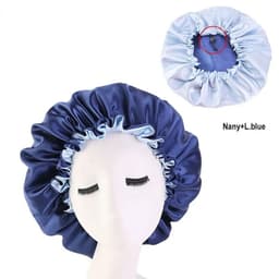 image-Adjustable Nightcap Double Layer Satin Bonnet Curly Elastic Hair Cap Haircare Women Headwear Night Hat Fashion Styling Accessory