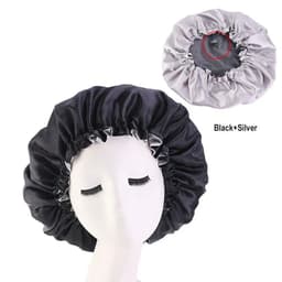 image-Adjustable Nightcap Double Layer Satin Bonnet Curly Elastic Hair Cap Haircare Women Headwear Night Hat Fashion Styling Accessory