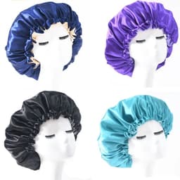 image-Adjustable Nightcap Double Layer Satin Bonnet Curly Elastic Hair Cap Haircare Women Headwear Night Hat Fashion Styling Accessory