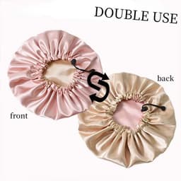 image-Adjustable Nightcap Double Layer Satin Bonnet Curly Elastic Hair Cap Haircare Women Headwear Night Hat Fashion Styling Accessory
