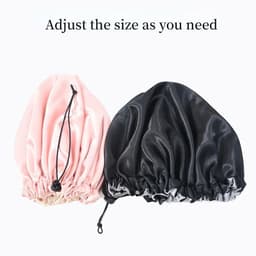 image-Adjustable Nightcap Double Layer Satin Bonnet Curly Elastic Hair Cap Haircare Women Headwear Night Hat Fashion Styling Accessory