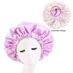 image-Adjustable Nightcap Double Layer Satin Bonnet Curly Elastic Hair Cap Haircare Women Headwear Night Hat Fashion Styling Accessory