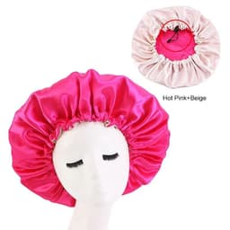 image-Adjustable Nightcap Double Layer Satin Bonnet Curly Elastic Hair Cap Haircare Women Headwear Night Hat Fashion Styling Accessory