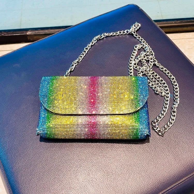 image-JIOMAY Rhinestones Bag for Women 2024 Mini Purses and Handbags Clutch Wallets Ladies PU Leather Chain Party Evening Shoulder Bag