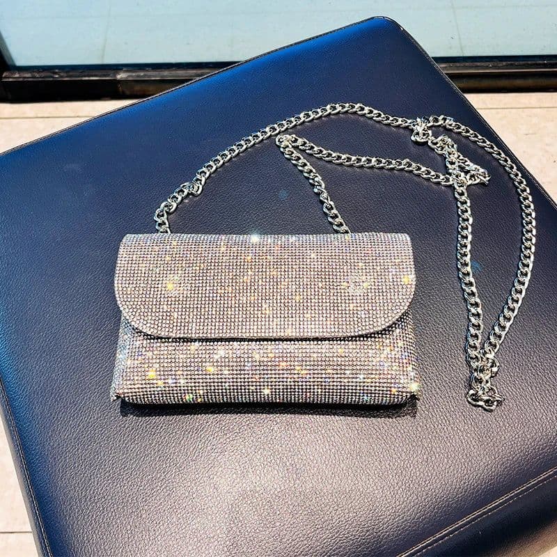 image-JIOMAY Rhinestones Bag for Women 2024 Mini Purses and Handbags Clutch Wallets Ladies PU Leather Chain Party Evening Shoulder Bag