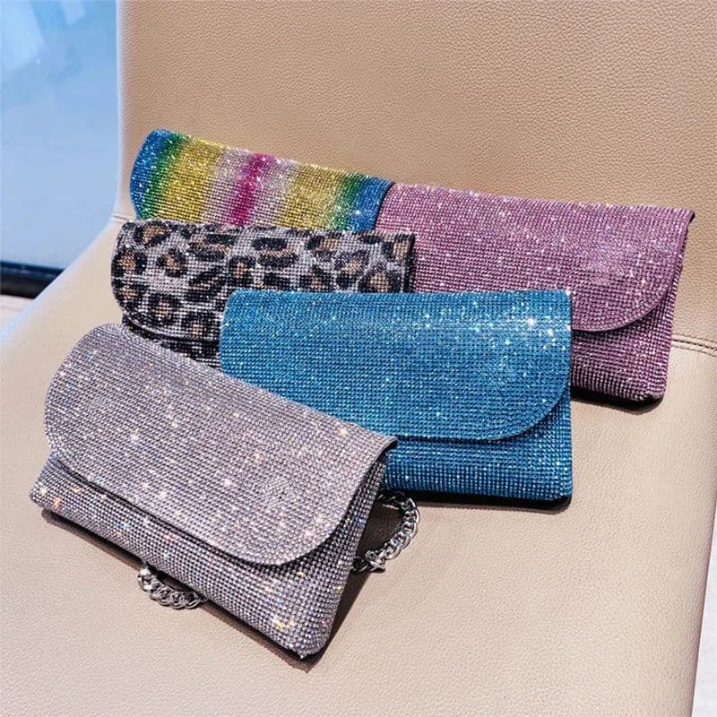 image-JIOMAY Rhinestones Bag for Women 2024 Mini Purses and Handbags Clutch Wallets Ladies PU Leather Chain Party Evening Shoulder Bag