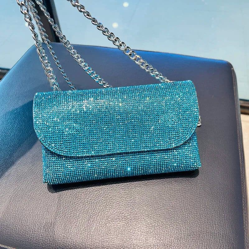 image-JIOMAY Rhinestones Bag for Women 2024 Mini Purses and Handbags Clutch Wallets Ladies PU Leather Chain Party Evening Shoulder Bag