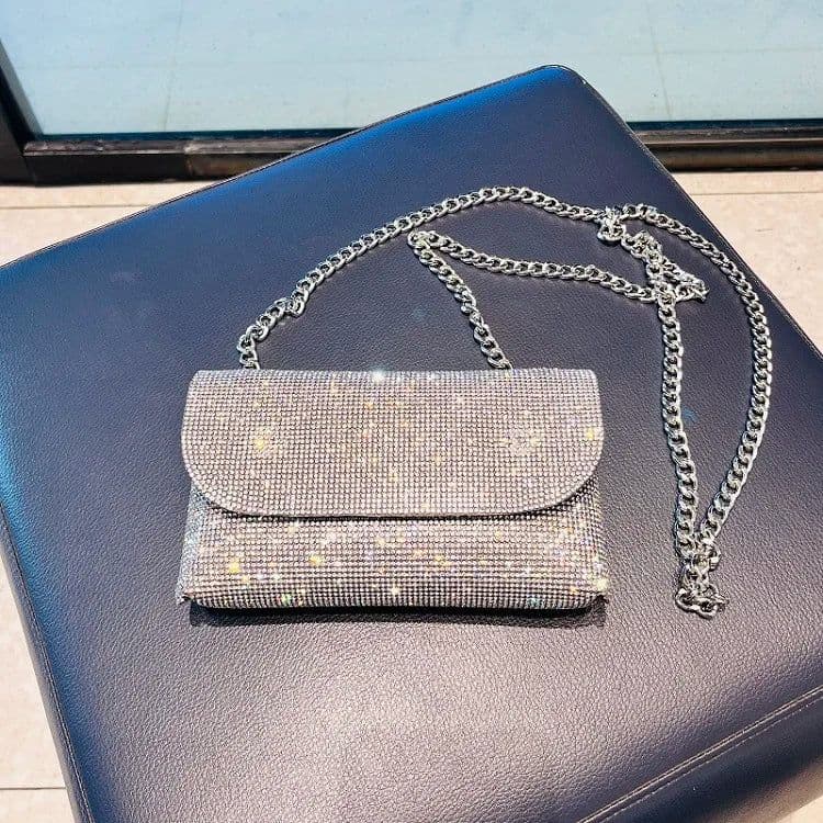 image-JIOMAY Rhinestones Bag for Women 2024 Mini Purses and Handbags Clutch Wallets Ladies PU Leather Chain Party Evening Shoulder Bag