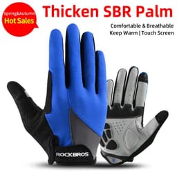 image-ROCKBROS Cycling Gloves Sponge Pad Long Finger Motorcycle Gloves For Bicycle Mountain Bike Glove Touch Screen MTB Gloves