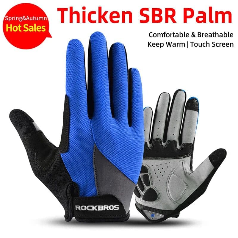 image-ROCKBROS Cycling Gloves Sponge Pad Long Finger Motorcycle Gloves For Bicycle Mountain Bike Glove Touch Screen MTB Gloves