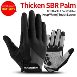 image-ROCKBROS Cycling Gloves Sponge Pad Long Finger Motorcycle Gloves For Bicycle Mountain Bike Glove Touch Screen MTB Gloves