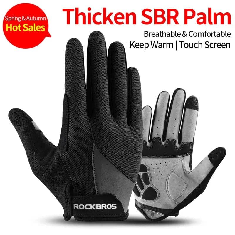 image-ROCKBROS Cycling Gloves Sponge Pad Long Finger Motorcycle Gloves For Bicycle Mountain Bike Glove Touch Screen MTB Gloves