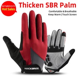 image-ROCKBROS Cycling Gloves Sponge Pad Long Finger Motorcycle Gloves For Bicycle Mountain Bike Glove Touch Screen MTB Gloves