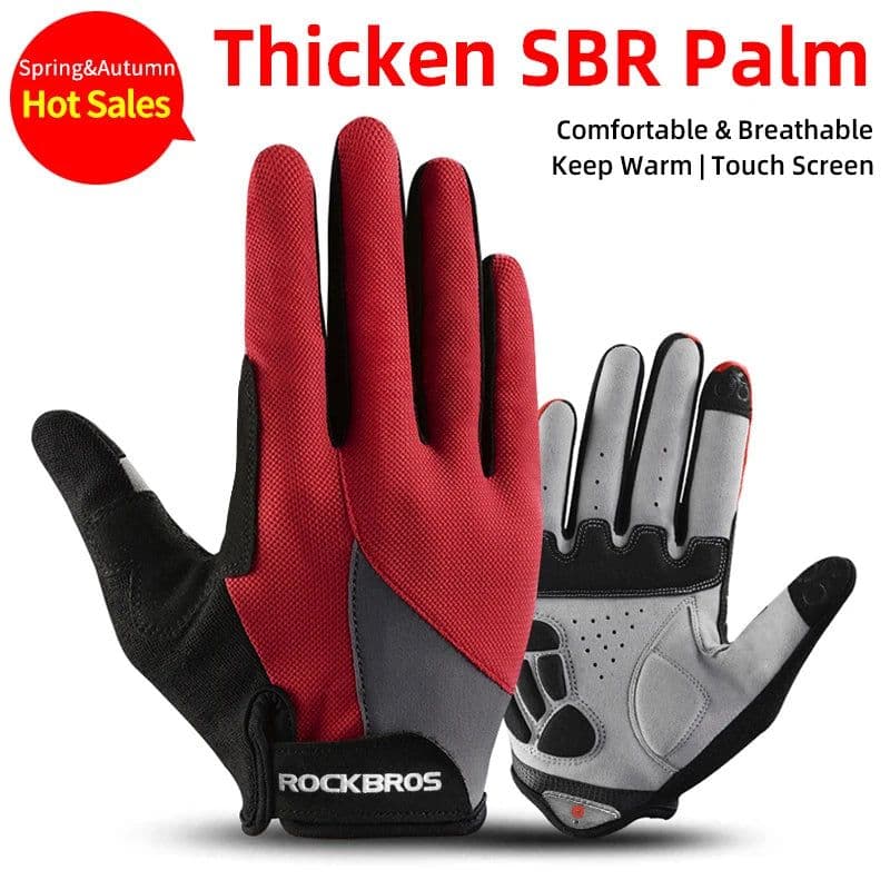 image-ROCKBROS Cycling Gloves Sponge Pad Long Finger Motorcycle Gloves For Bicycle Mountain Bike Glove Touch Screen MTB Gloves