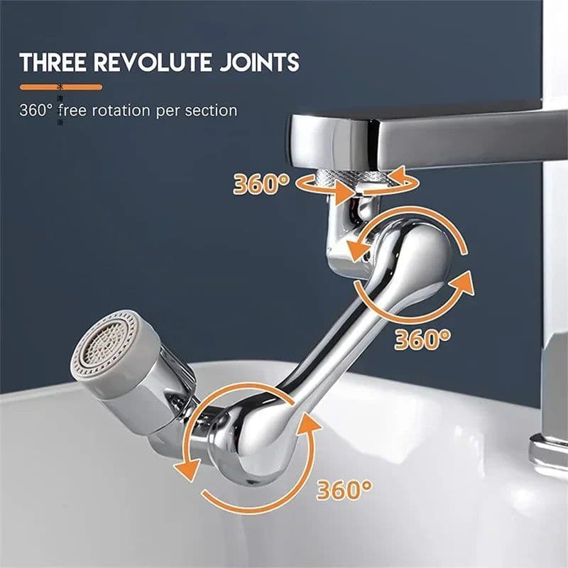image-Multifunctional Rotatable Extension Faucet Aerator 1080 Degree Swivel Robotic Arm Water Filter Sink Water Tap Bubbler Sink Fit