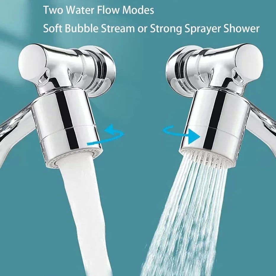 image-Multifunctional Rotatable Extension Faucet Aerator 1080 Degree Swivel Robotic Arm Water Filter Sink Water Tap Bubbler Sink Fit