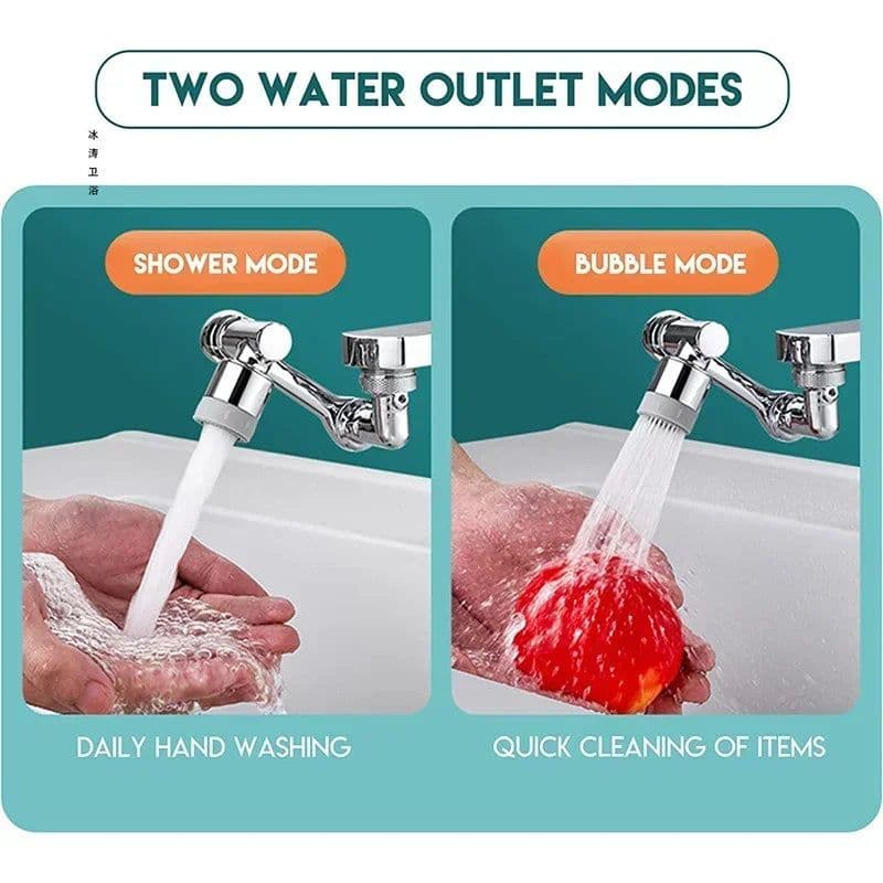 image-Multifunctional Rotatable Extension Faucet Aerator 1080 Degree Swivel Robotic Arm Water Filter Sink Water Tap Bubbler Sink Fit