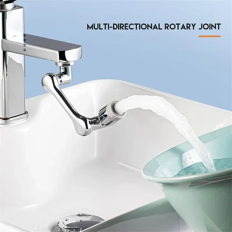 image-Multifunctional Rotatable Extension Faucet Aerator 1080 Degree Swivel Robotic Arm Water Filter Sink Water Tap Bubbler Sink Fit