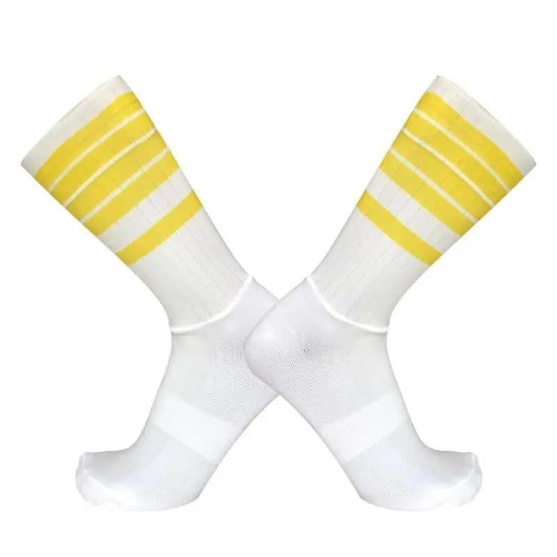 image-Anti Slip Silicone Summer Aero Socks Whiteline Cycling Socks Men Bicycle Sport Running Bike Socks Calcetines Ciclismo