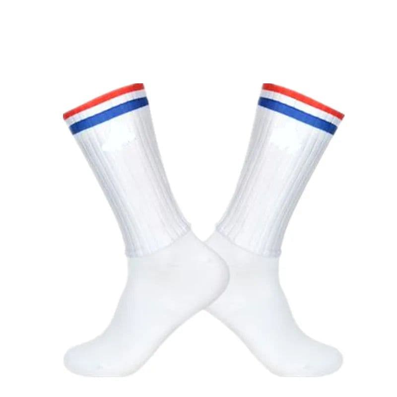 image-Anti Slip Silicone Summer Aero Socks Whiteline Cycling Socks Men Bicycle Sport Running Bike Socks Calcetines Ciclismo