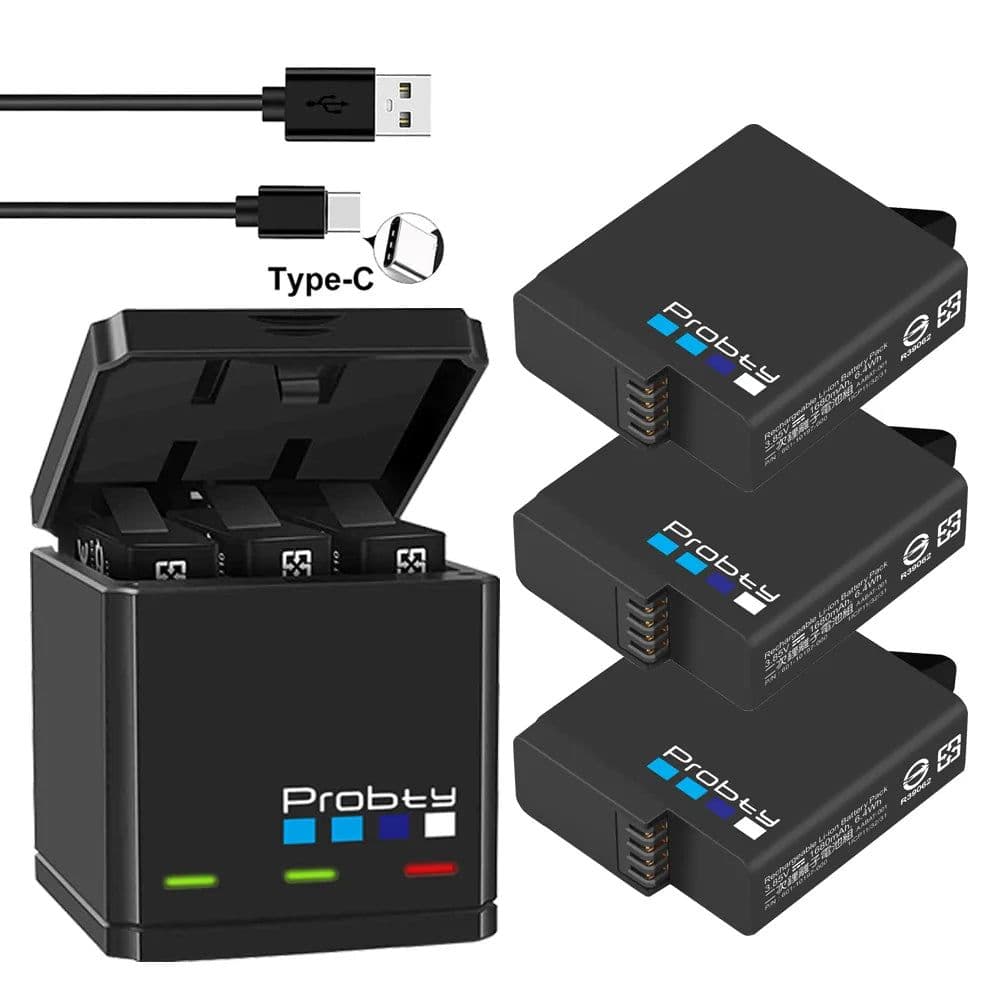 image-Original probty for GoPro Hero 7 hero 6 hero 5 Black Battery or Triple Charger for Go Pro Hero7 6 hero5 Black camera battery