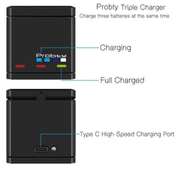 image-Original probty for GoPro Hero 7 hero 6 hero 5 Black Battery or Triple Charger for Go Pro Hero7 6 hero5 Black camera battery