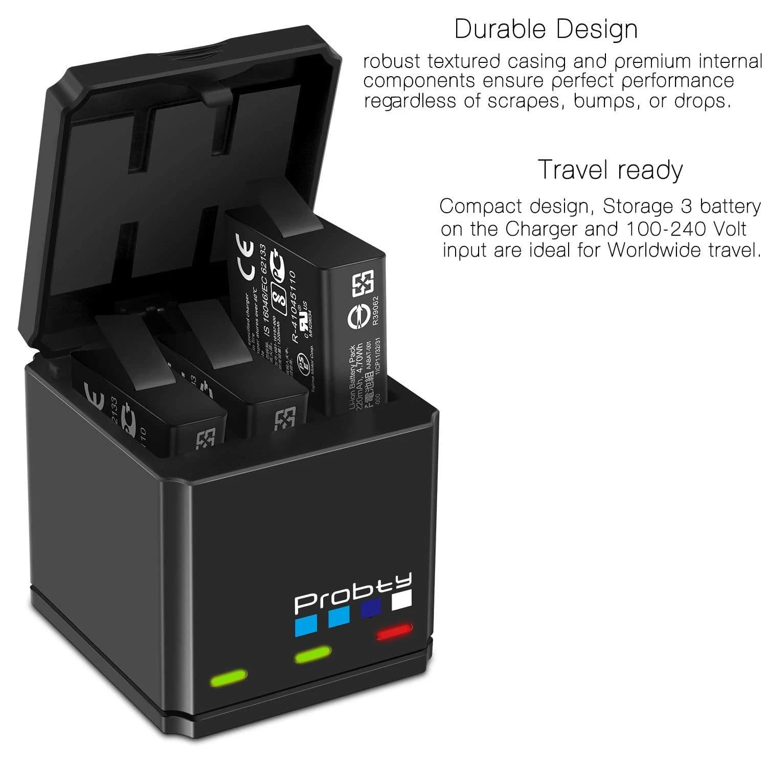 image-Original probty for GoPro Hero 7 hero 6 hero 5 Black Battery or Triple Charger for Go Pro Hero7 6 hero5 Black camera battery