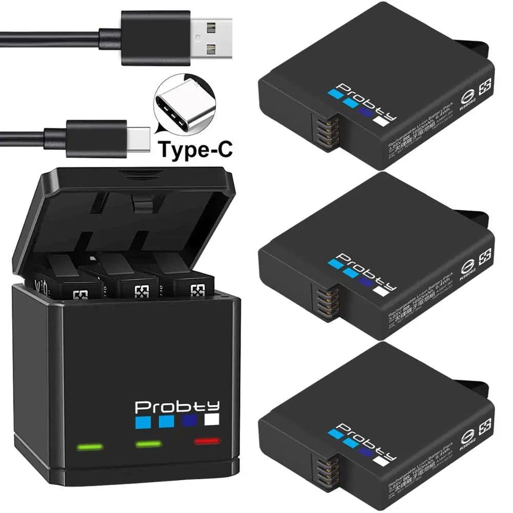 image-Original probty for GoPro Hero 7 hero 6 hero 5 Black Battery or Triple Charger for Go Pro Hero7 6 hero5 Black camera battery