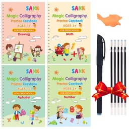 image-4 Books/set English Sank Magic Practice Copybook French Number Tracing Book German Calligraphy Spanish Reusable Writing Tool