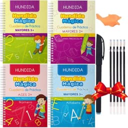 image-4 Books/set English Sank Magic Practice Copybook French Number Tracing Book German Calligraphy Spanish Reusable Writing Tool
