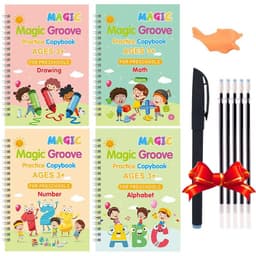 image-4 Books/set English Sank Magic Practice Copybook French Number Tracing Book German Calligraphy Spanish Reusable Writing Tool