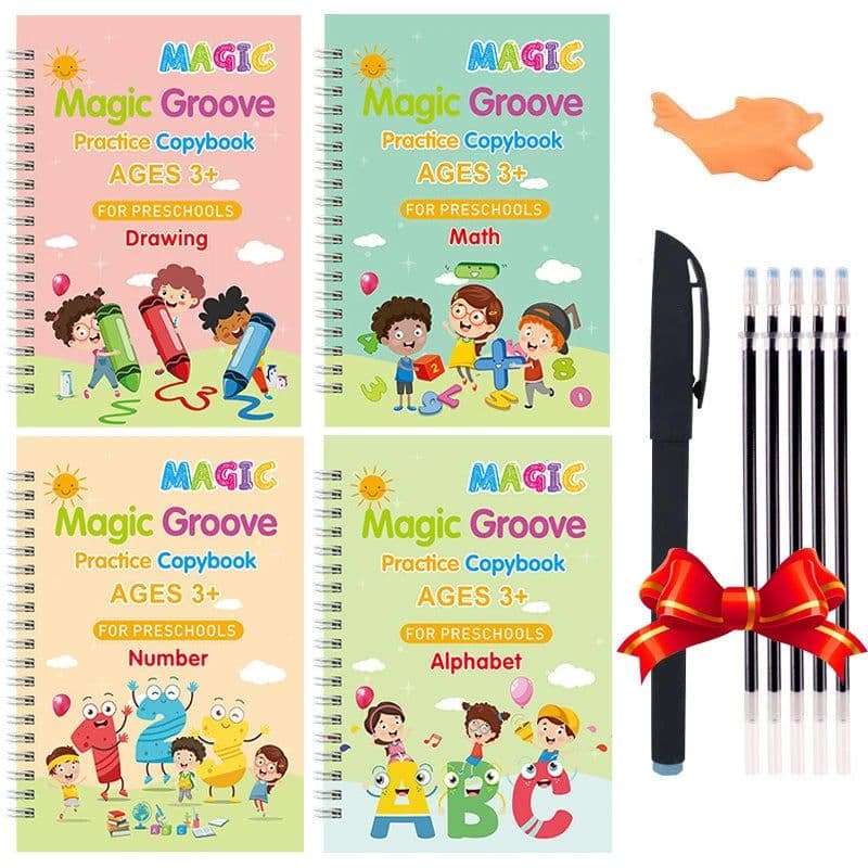 image-4 Books/set English Sank Magic Practice Copybook French Number Tracing Book German Calligraphy Spanish Reusable Writing Tool