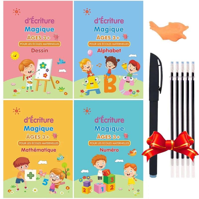 image-4 Books/set English Sank Magic Practice Copybook French Number Tracing Book German Calligraphy Spanish Reusable Writing Tool